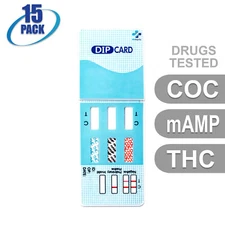 NEW Mintegrity Drug Test 3-Panel Dip Card Urine Home Kit 15-Pack #MI-WDOA-234