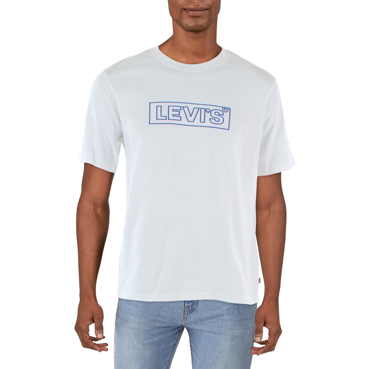 Мужская белая расслабленная футболка Levis с круглым вырезом и графическим принтом S BHFO 5969