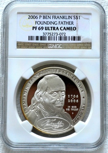 2006-P Proof Benjamin Franklin Founding Father Silver $1 NGC PF 69 ULTRA CAMEO