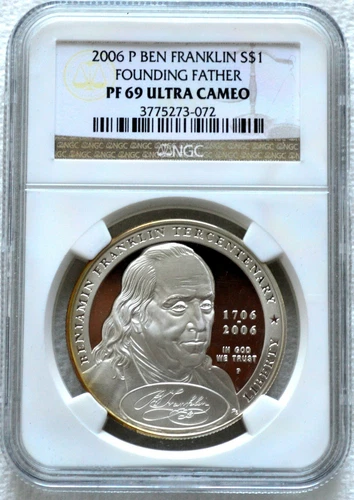 2006-P Proof Benjamin Franklin Founding Father Silver $1 NGC PF 69 ULTRA CAMEO