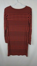 Michael Kors Long Sleeve Shift Dress, Orange Houndstooth, Women's Small