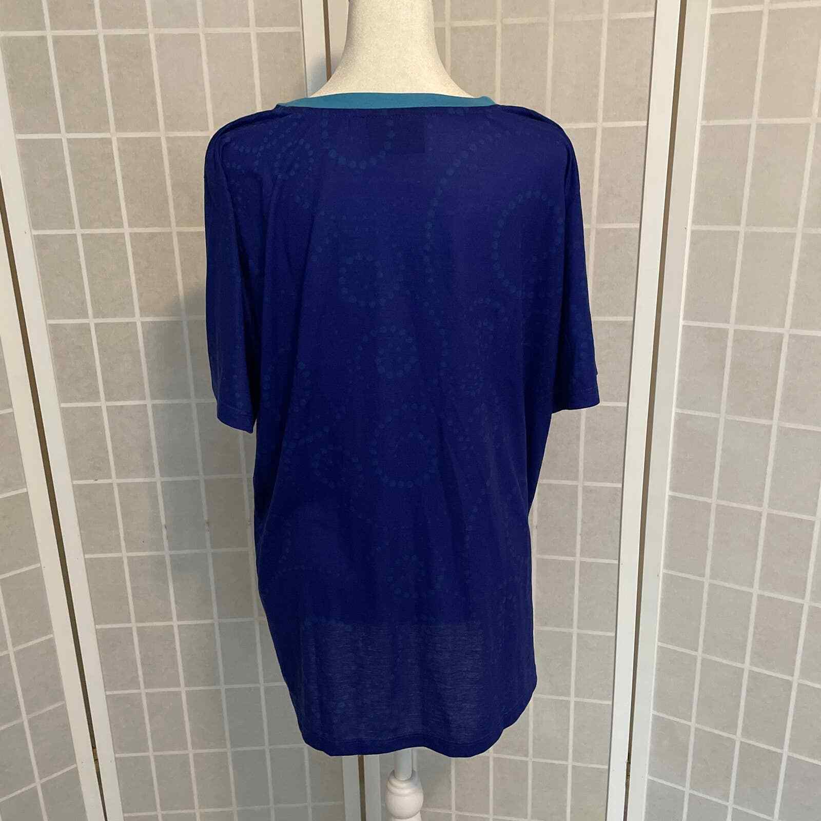 Laurel Burch Blouse Top XXL Cats Butterflies Blue Short Sleeve Crazy