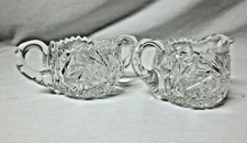 Beautiful American Brilliant Cut Clear Cream & Sugar Bowl