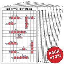 25 Paper Shooting Targets For Ranges Guns Pistols Rifles Red Battleships 23x35