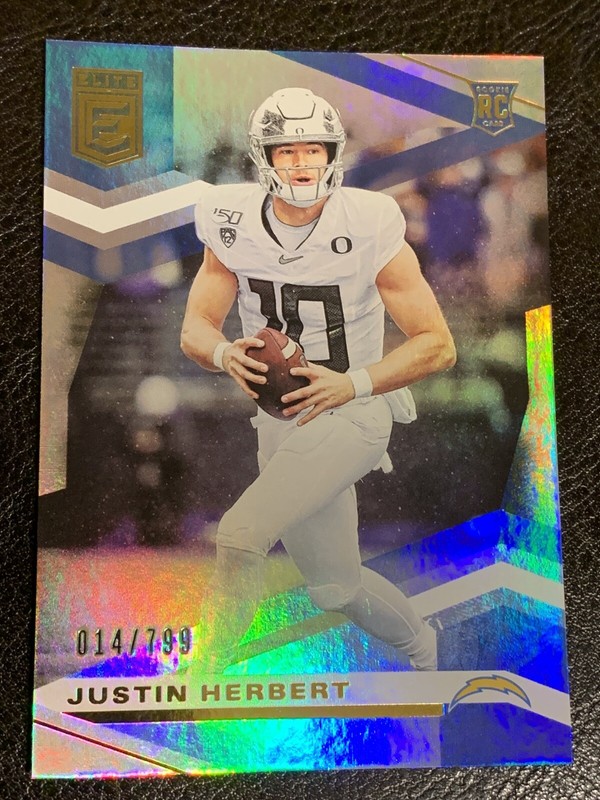 2020 Justin Herbert Donruss DIE CUT Elite Rookie 014/799!!! Rookie Card Mint!!