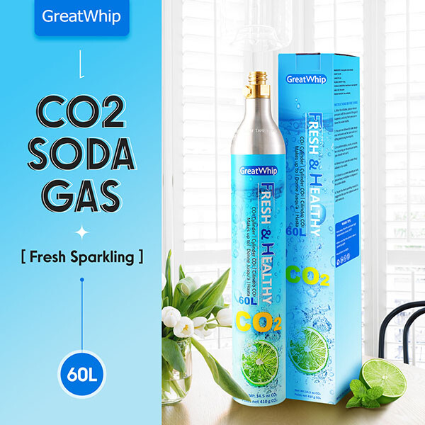 GreatWhip CO2 Cylinder X 2 60L Carbonating for SodaStream Soda Maker Carbonator