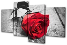Floral Roses Flowers Love MULTI CANVAS WALL ART Picture Print VA