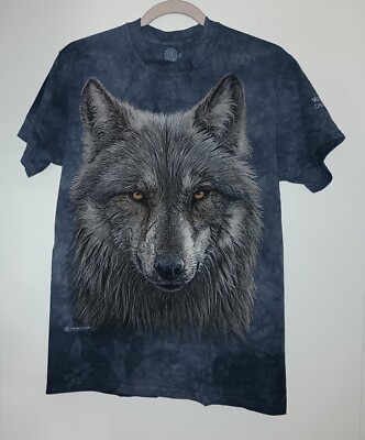Wolf Shirt Adult Med Mountain Warrior Art Blue Tie Dye USA 2016 Cherokee Indian 