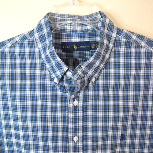 Ralph Lauren Long Sleeve Cotton Plaid Button Down Dress Shirt - Size 17.5 - 44 - Picture 2 of 6