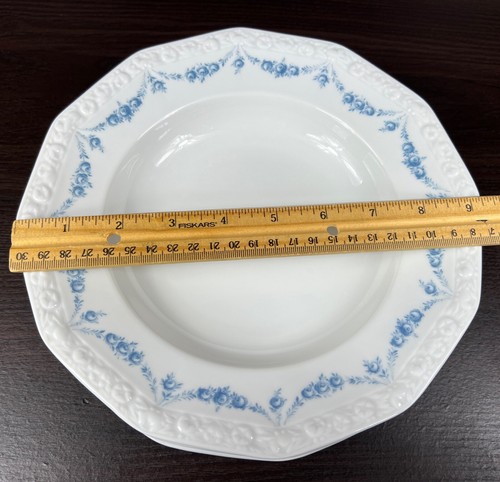 4 Rosenthal Germany Maria Blue Garland Large Rimmed 9 1/4” Soup Bowls Roses - Picture 10 of 12