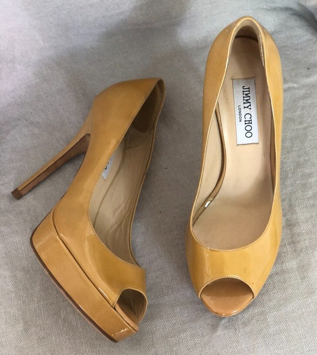 Jimmy Choo Womens Patent Leather Mustard High Heels Pumps Jimmy Choo Womens Patent Leather Mustard High Heels Pumps
