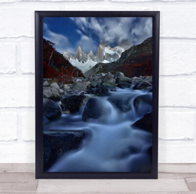 Argentinien Patagonien Herbst Sterne Fall Wasserfall Rapid Stream Wandbild Kunstdruck