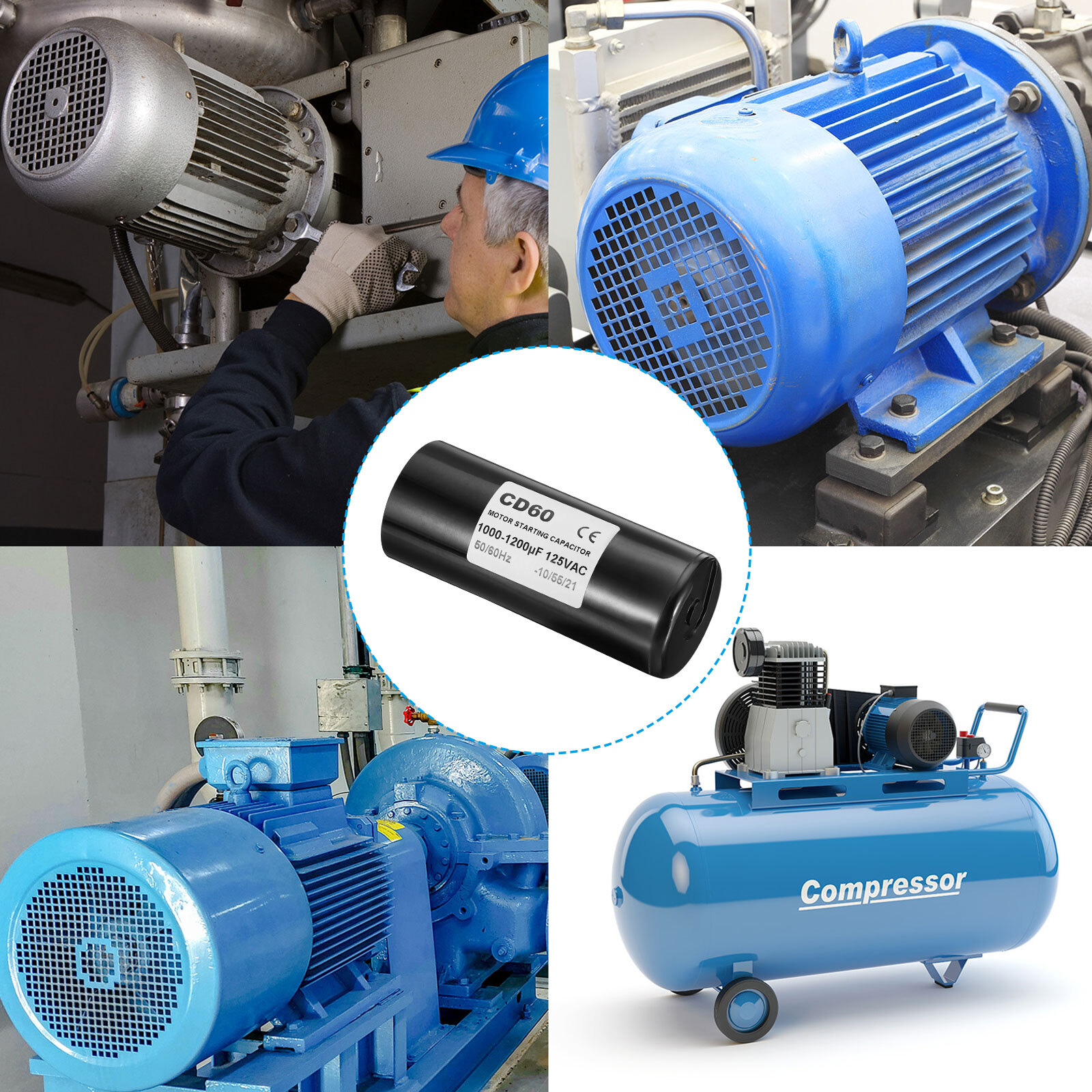 1000-1200uF/Mfd 125V 50/60Hz Motor Running Capacitor Starting Air Compressor