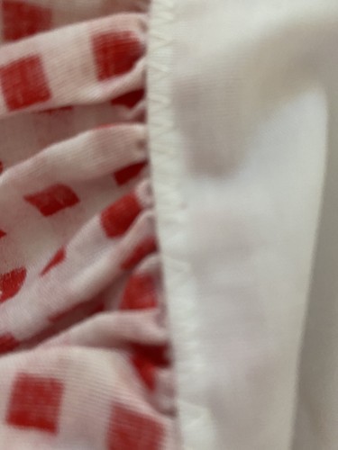 cross stitched red gingham tablecloth - Picture 6 of 6