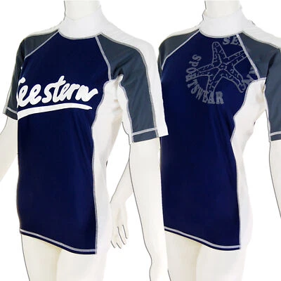 SEESTERN SPORTSWEAR SEESTERN Premium Damen RashGuard Lycra Shirt Surfshirt Badeshirt Kurzarm XS - XL