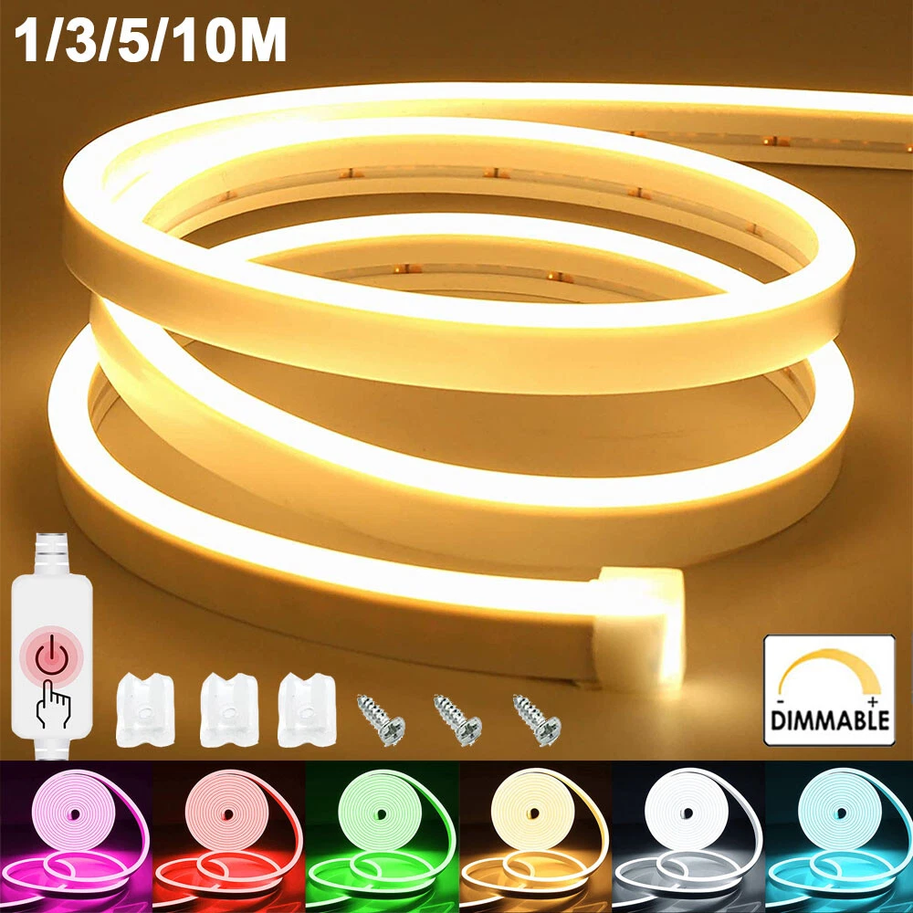 1 10M LED Neon Strip Flex Rope Light Kit Waterproof Touch Dimmable Lighting UK