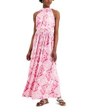 Women’s INC $99 Halter Neck Pink Tie Dye Maxi Dress Size S NEW WITH TAGS