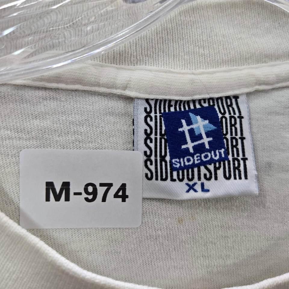 Camisa deportiva vintage Sideout para hombre XL blanca logotipo puntada única años 90 EE. UU. LEER Foto 2 de 4