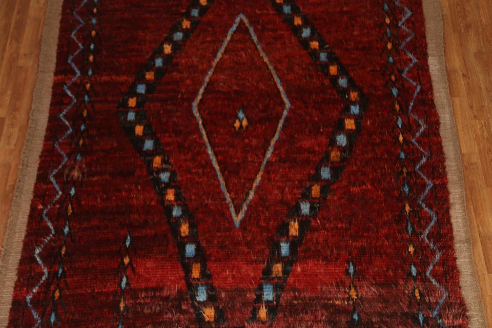 Thick-Plush Modern Moroccan Berber Geometric Hand-knotted Oriental Area Rug 7x10 - Image 3 of 4