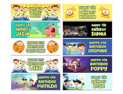 Personalised Birthday Banners Cartoon TV Show Design Kids Party Decoration 430