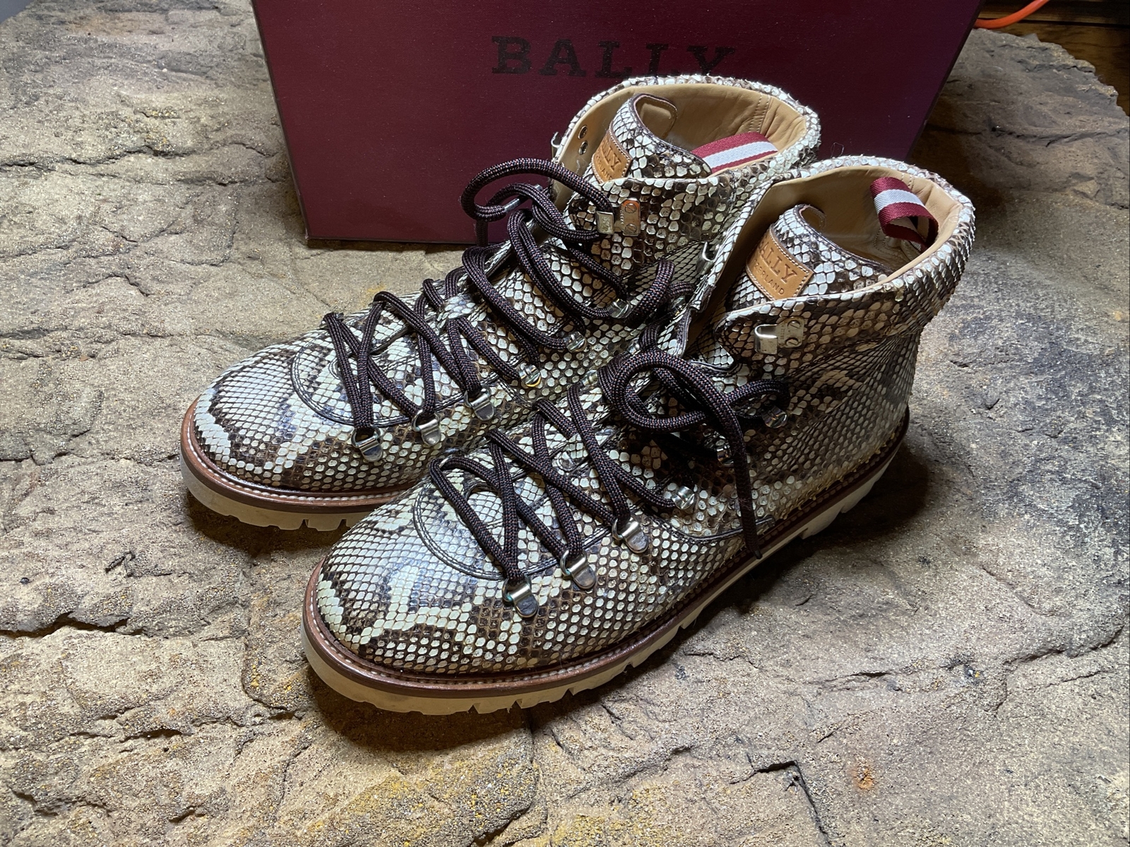 Bally Work Boot Roccia Python Matt Size 12 Real S… - image 1