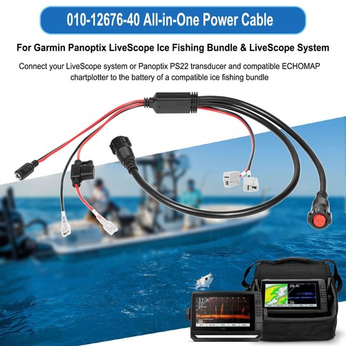 010-12676-40 All-in-One Power Cable Fit for Garmin LiveScope Ice Fishing Bundle - Picture 3 of 12