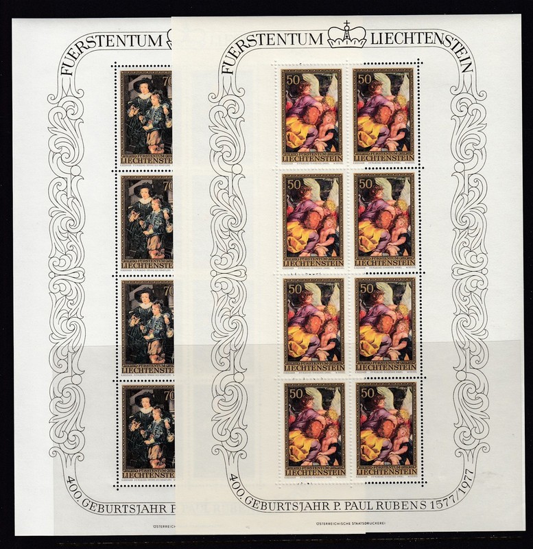 Liechtenstein #595-597 ROBENS Nudes sheets (Mint Never hinged) cv$35.60