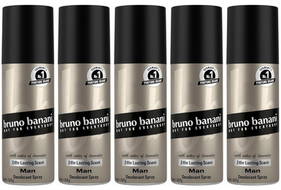 bruno banani MAN Deo Spray Deodorant Bodyspray 24h Deospray Schutz 5 x 50 ml NEU
