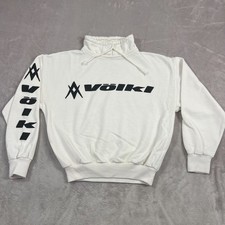 Suéter de esquí Volkl vintage para hombre talla pequeña blanco negro cuello alto suéter años 80 90