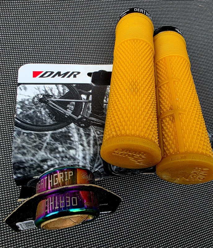 DMR DeathGrip 2 Gum Grips + Collars  (oilslick) DeathGrip Handlebar Grips