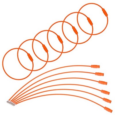 100 Pcs Wire Keychain Cable, 6 Inch Metal Wire Key Ring Loop, Dark Orange