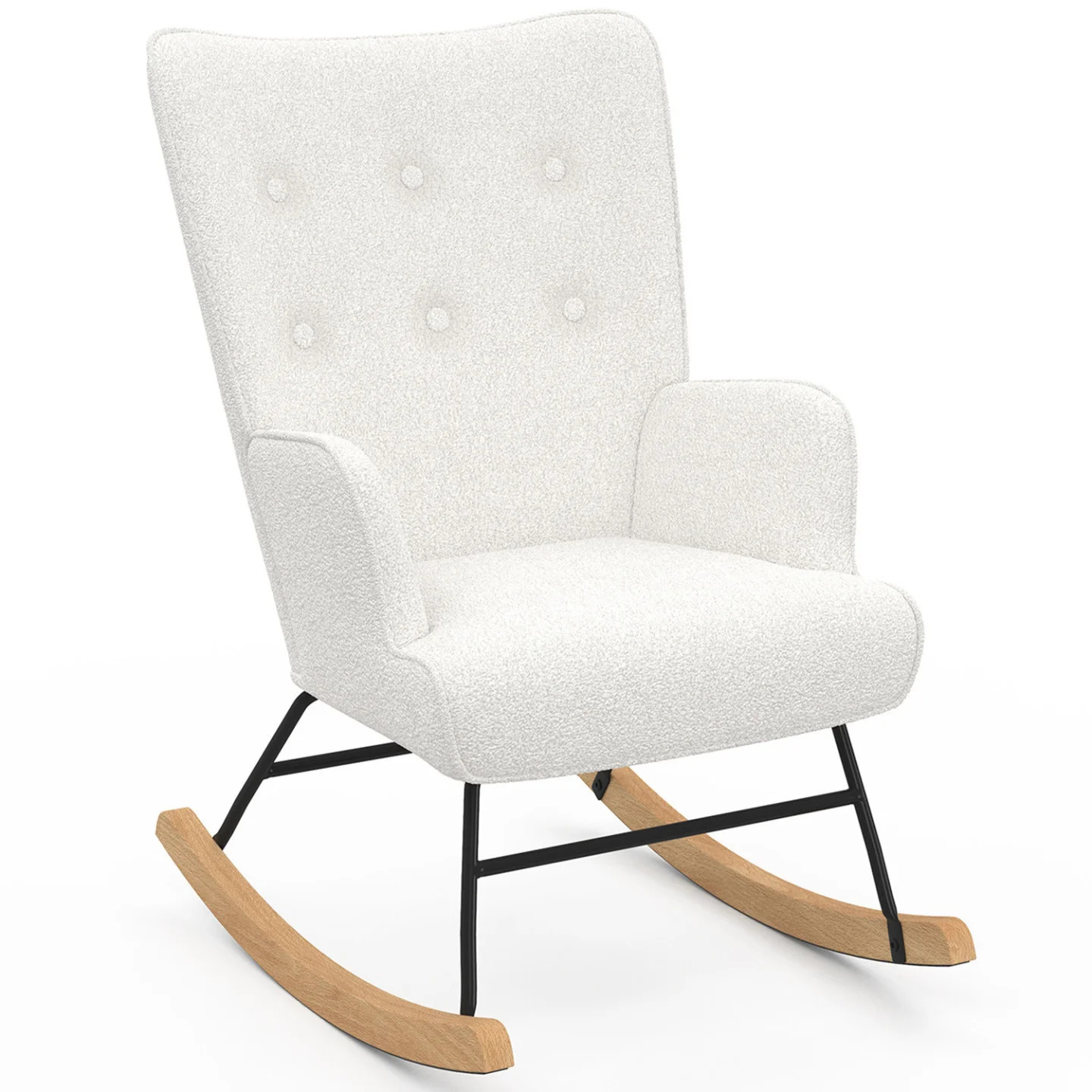 Fauteuil bouclette blanc IVAR rockinge chair scandinave pour coin lecture cosy