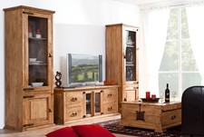  Set aus 2x MEXICO Vitrine Schrank Vitrinenschrank, Pinie, mexikanische Möbel