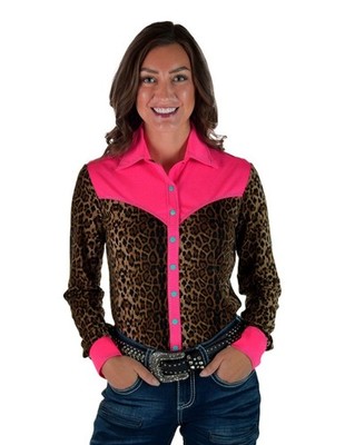 Cowgirl Tuff Western Shirt Womens L/S Leopard Multi-Color 101186