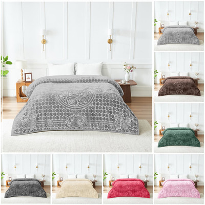 Blütenherz Decke dick warm 4Kg Damast Muster Gewichtsdecken King Size