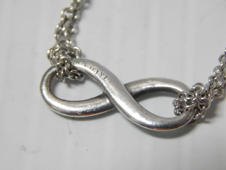 BRAZALETE FINO TIFFANY PLATA ESTERLINA ESMALTE AZUL INFINITO CADENA DBL + BOLSA Foto 4 de 4