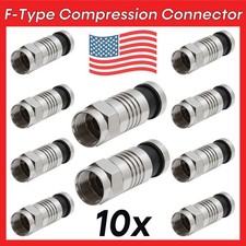 10 Pack F-Type Compression Connector for RG6 Coax Cable 360  Radial Compression