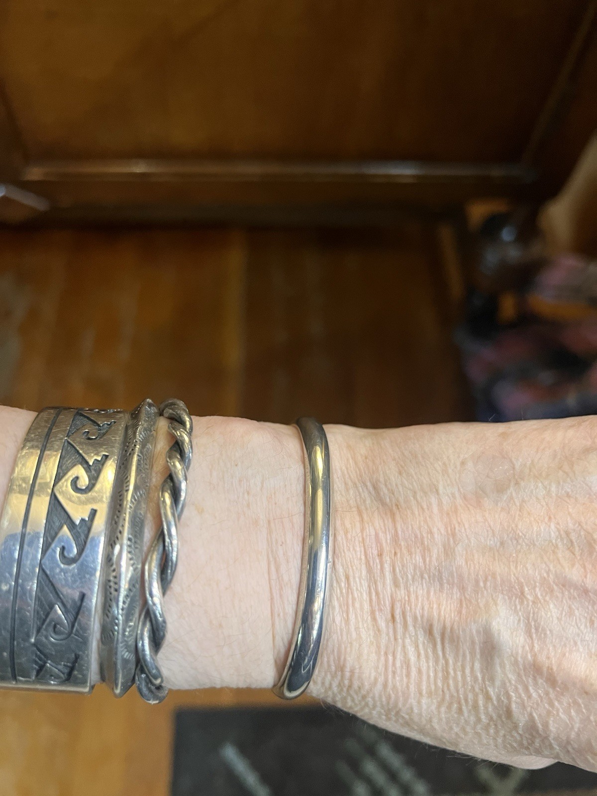 Sterling Native American Signed Cuff Bracelet 65 … - image 11