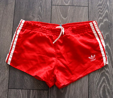 ADIDAS MADE IN WEST GERMANY 80's SHORTS RED VINTAGE GYM RETRO NYLON SIZE D4 / XS