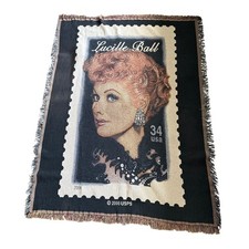Vintage 2001 USPS Lucille Ball Postage Stamp Throw Blanket Love Lucy Hollywood