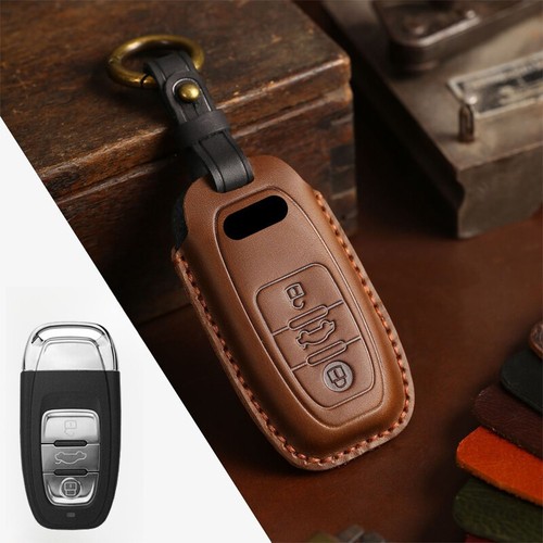 Genuine Leather Car Key Case Cover For Audi A3 A4 A5 A6 A7 A8 Q3 Q5 Q7 TT TTs RS - Picture 5 of 12