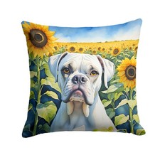 Caroline's Treasures Boxer in Sunflowers Throw Pillow DAC6038PW1414