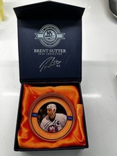 NY Islanders Brent Sutter Commemorative Glass Puck Hall Of Fame Inductee New
