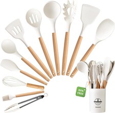 Silicone Cooking Utensils Set with Holder, 12 Pcs Heat Resistant Kitchen