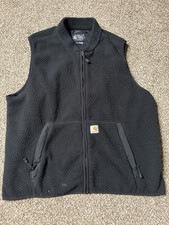 Carhartt Men  s Vest Black Fleece Full Zip Relaxed Fit Size XL Nice
