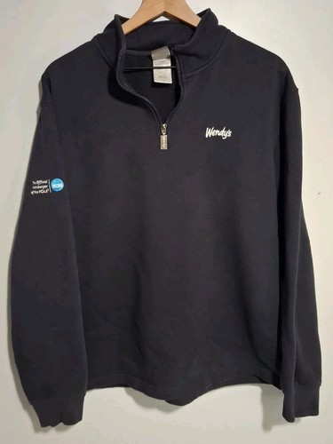 Wendy's by Barco Employee 1/4 Zip Sweater Unisex Sz M Pullover Blue Knit (F3)