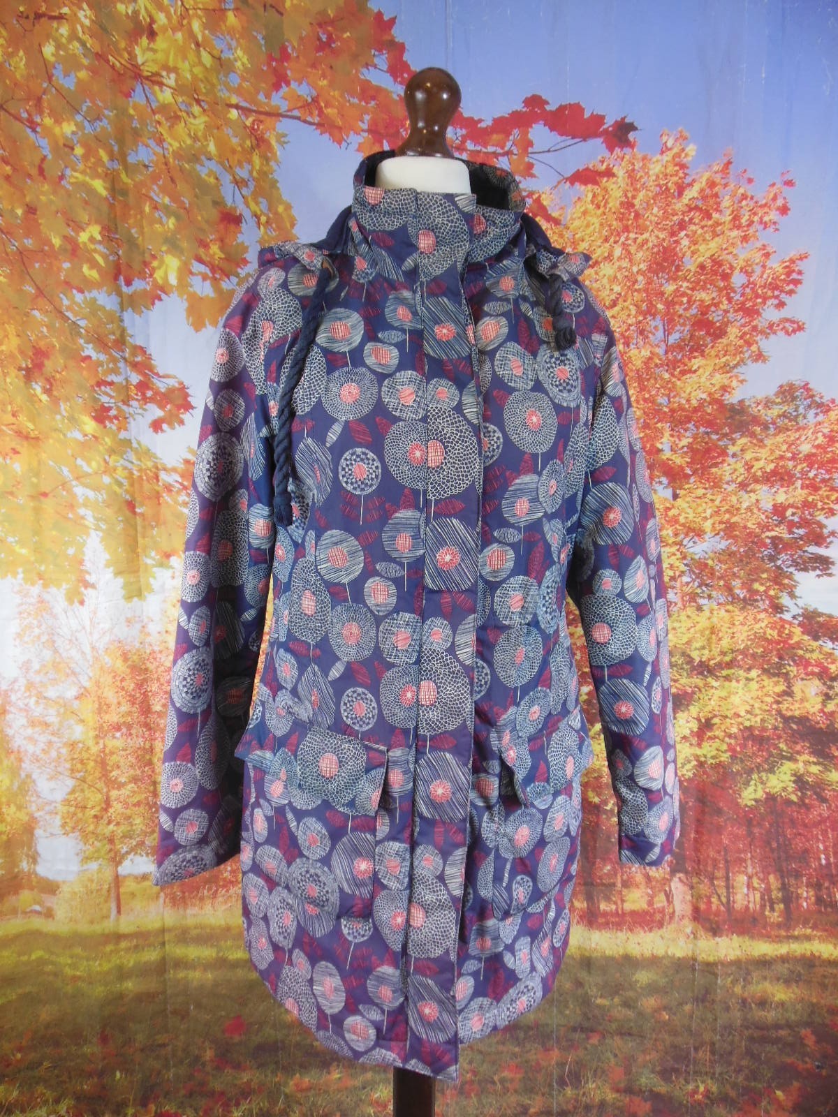 Weird Fish purple floral Sanne 100percent polyester longline Jacket UK women's size 10