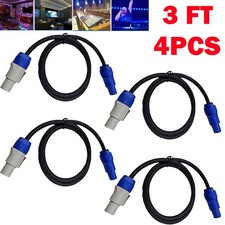 4Pcs 3ft 16AWG Stage Lighting Fixture For PowerCon Power-Through Blue Cables HOT