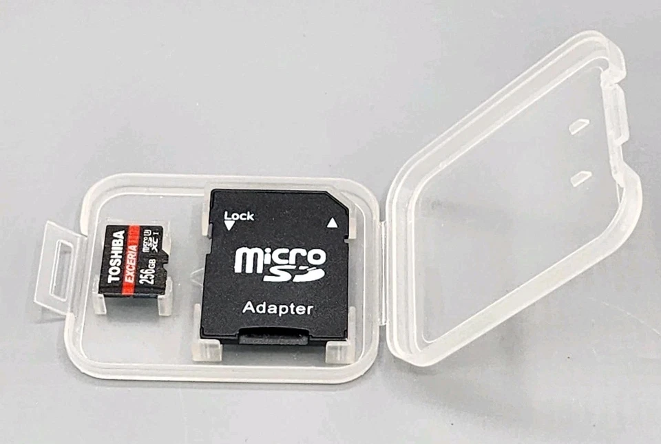 TOSHIBA EXCERIA 256GB SD Card w Adapter & Case For Phones Cameras Drones More - Image 2 of 2