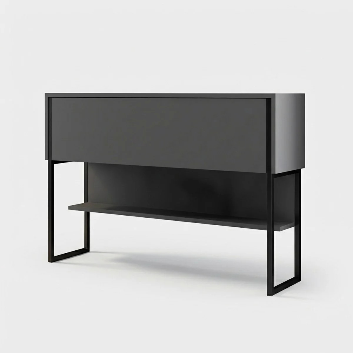 Buffet de salon en métal et bois noble anthracite finition haut de gamme